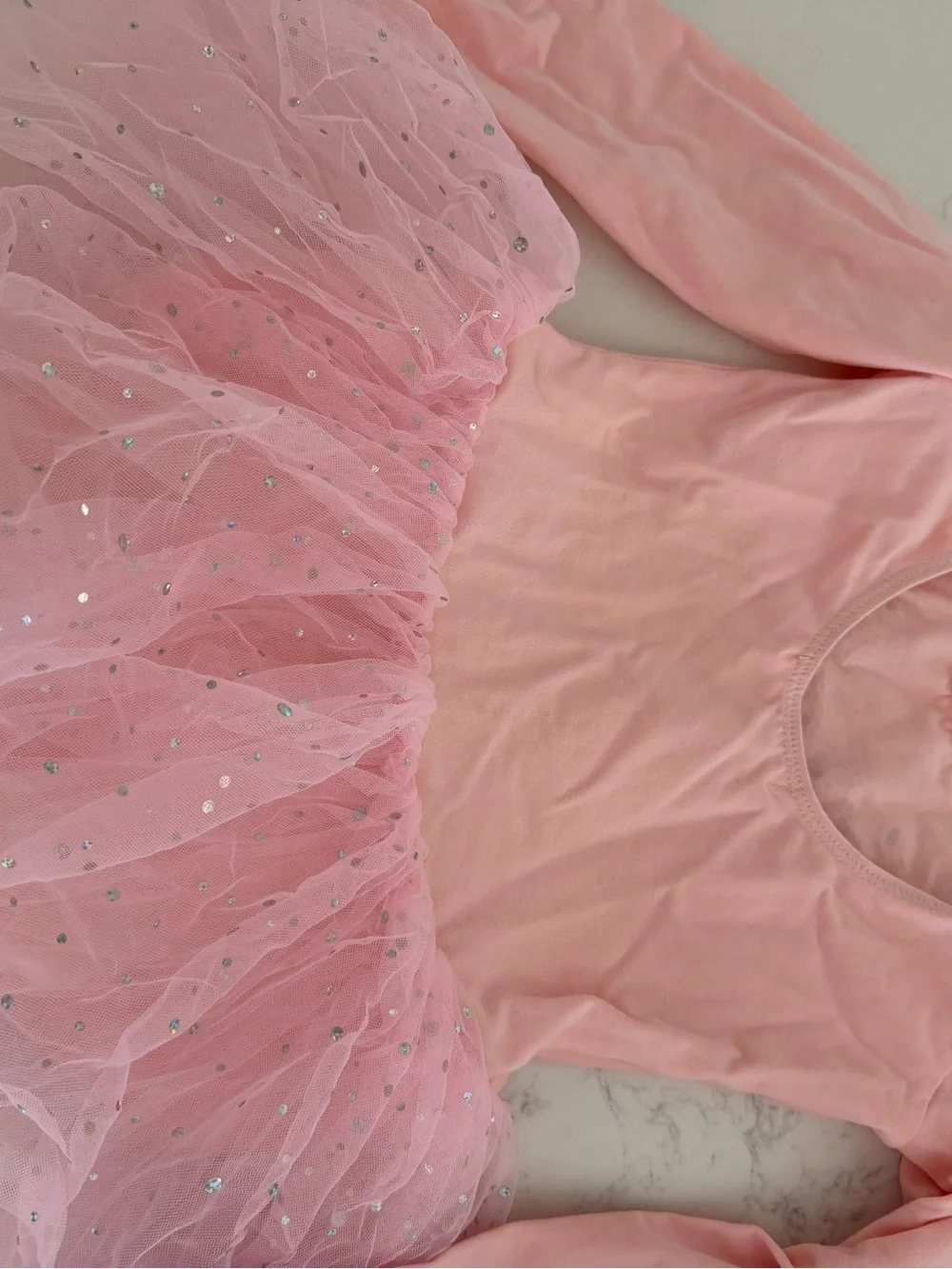 TWO items! Pink Tulle Ballet Dress and Black Sparkle Leotard Set